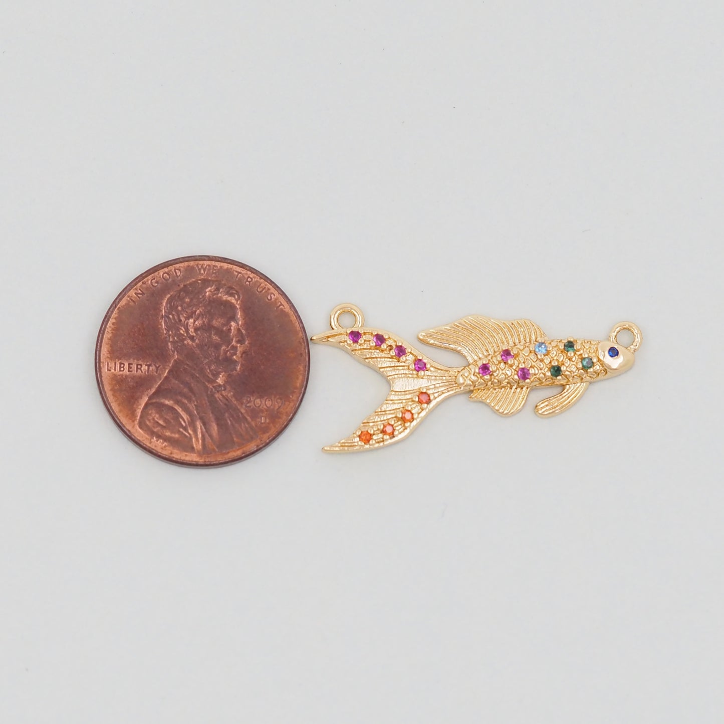 Gold Fish Charms,18K Gold Filled CZ fish Pendant,fish Charm Bracelet Necklace for DIY Jewelry Making Supply