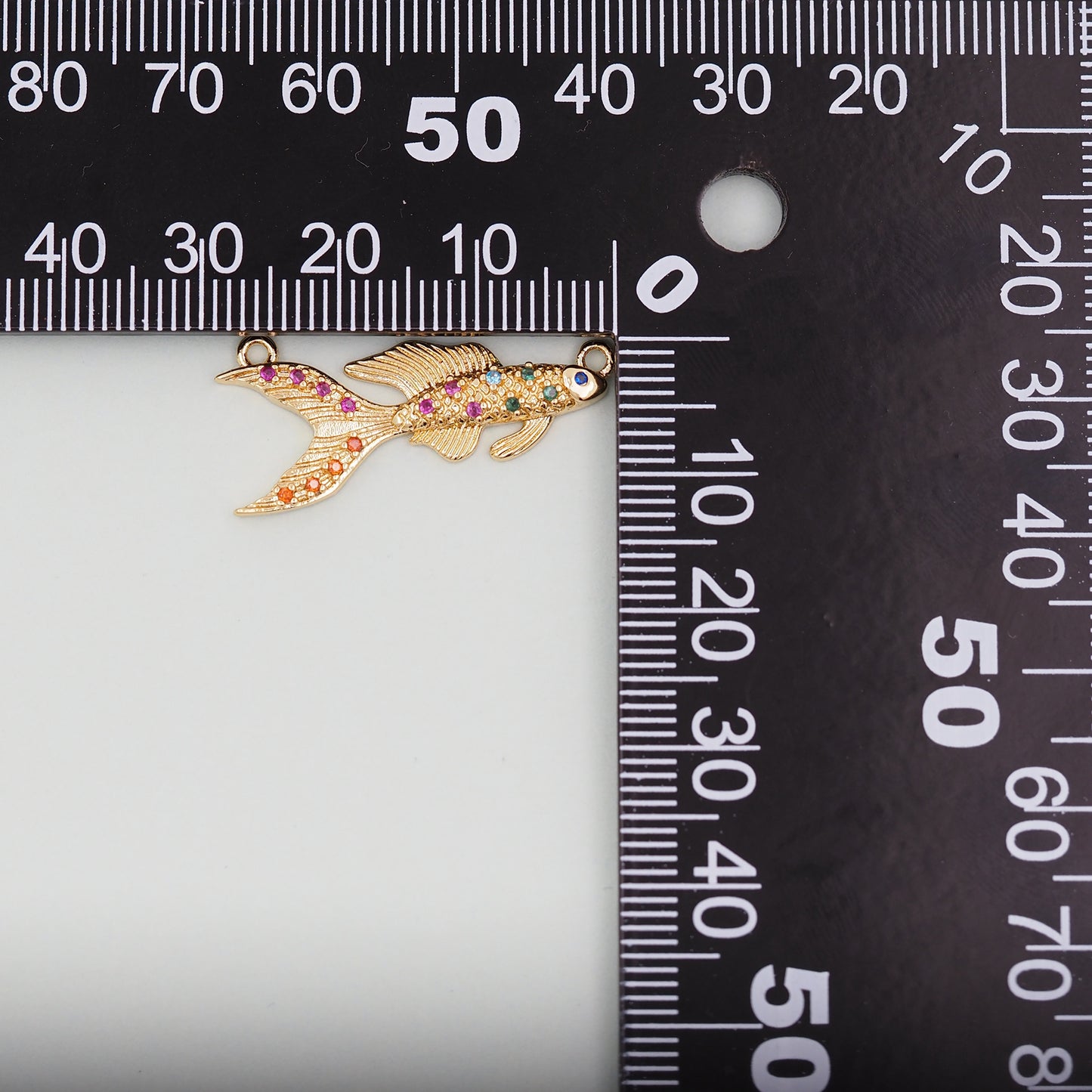 Gold Fish Charms,18K Gold Filled CZ fish Pendant,fish Charm Bracelet Necklace for DIY Jewelry Making Supply