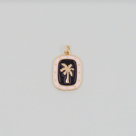 Gold Palm Tree Charms,18K Gold Filled Palm tree Pendant,CZ Micro Pave Silver Palm tree Charm Bracelet Necklace for DIY Jewelry Making Supply