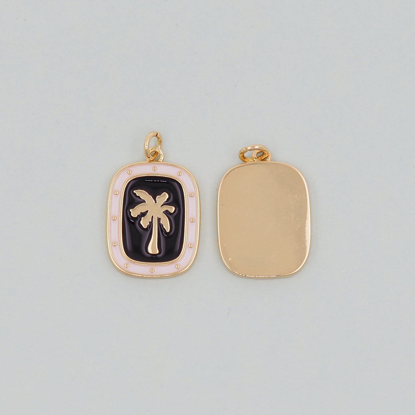 Gold Palm Tree Charms,18K Gold Filled Palm tree Pendant,CZ Micro Pave Silver Palm tree Charm Bracelet Necklace for DIY Jewelry Making Supply
