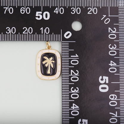 Gold Palm Tree Charms,18K Gold Filled Palm tree Pendant,CZ Micro Pave Silver Palm tree Charm Bracelet Necklace for DIY Jewelry Making Supply