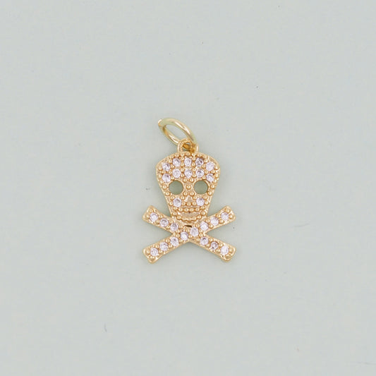 Gold Skull Charms,18K Gold Filled Skull Pendant,Skull Charm Bracelet Necklace for DIY Jewelry Making Supply
