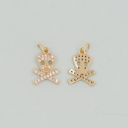 Gold Skull Charms,18K Gold Filled Skull Pendant,Skull Charm Bracelet Necklace for DIY Jewelry Making Supply