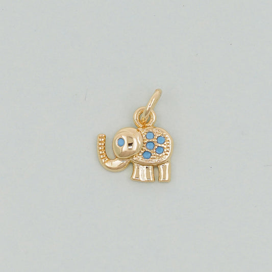 Gold Tiny Elephant Charms,18K Gold Filled CZ Elephant Pendant,Elephant Charm Bracelet Necklace for DIY Jewelry Making Supply