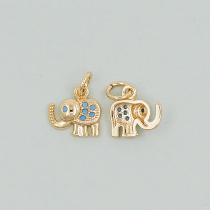 Gold Tiny Elephant Charms,18K Gold Filled CZ Elephant Pendant,Elephant Charm Bracelet Necklace for DIY Jewelry Making Supply