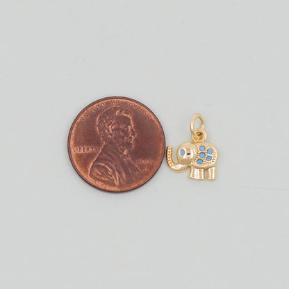 Gold Tiny Elephant Charms,18K Gold Filled CZ Elephant Pendant,Elephant Charm Bracelet Necklace for DIY Jewelry Making Supply