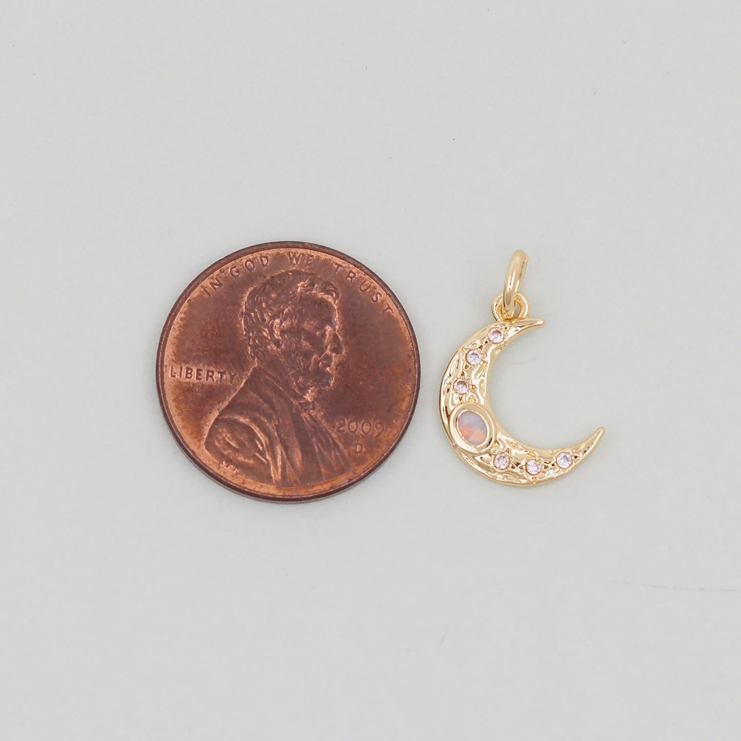 Gold Moon Charms,18K Gold Filled CZ Moon Pendant,Celestial Charm Bracelet Necklace for DIY Jewelry Making Supply