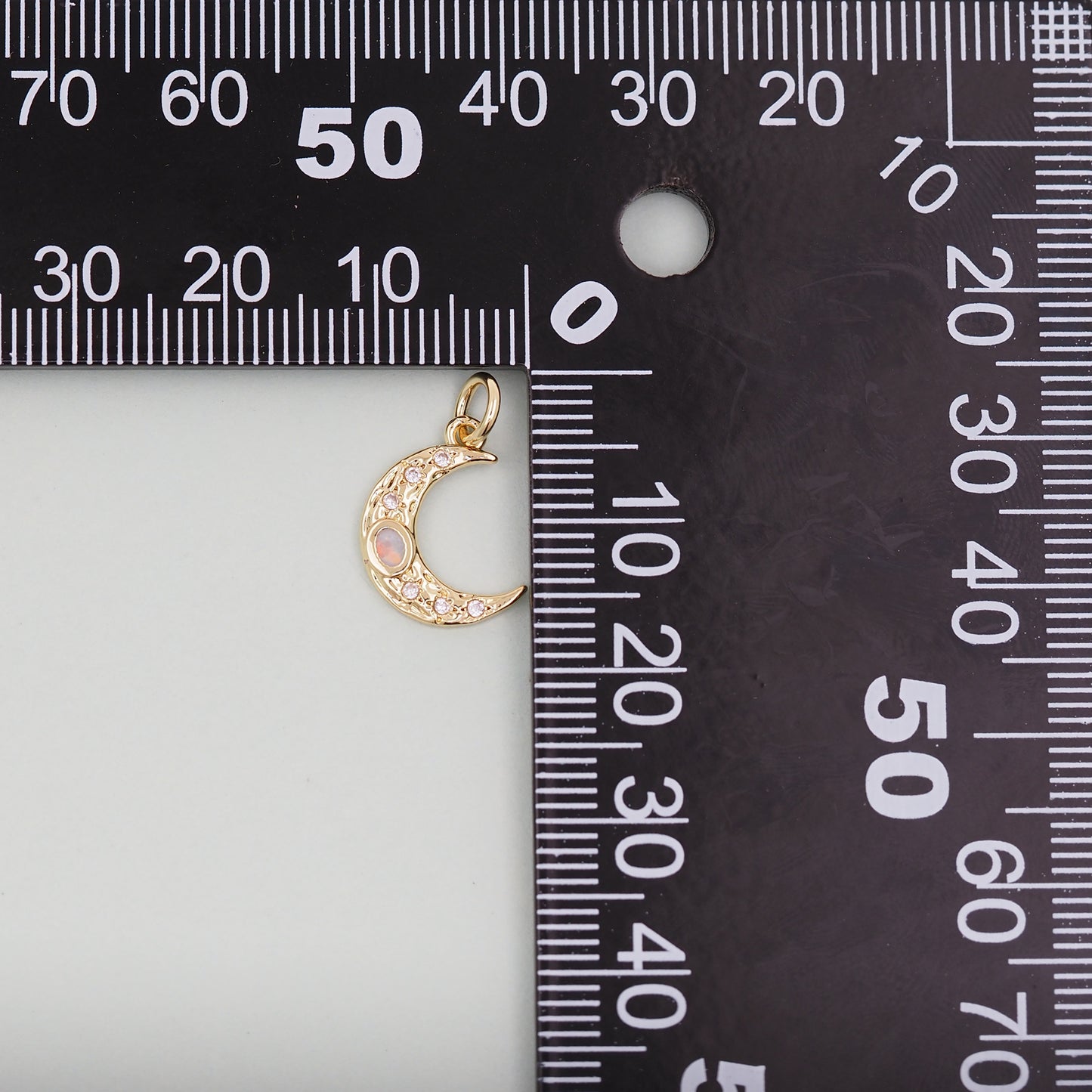 Gold Moon Charms,18K Gold Filled CZ Moon Pendant,Celestial Charm Bracelet Necklace for DIY Jewelry Making Supply