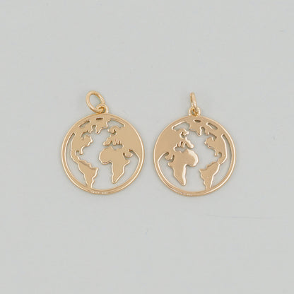 Gold Earth Charms,18K Gold Filled World Map Pendant,World Map Charm Bracelet Necklace for DIY Jewelry Making Supply