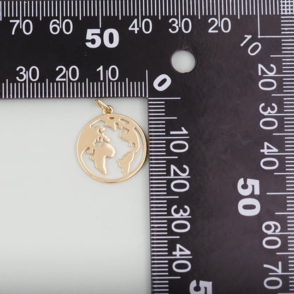 Gold Earth Charms,18K Gold Filled World Map Pendant,World Map Charm Bracelet Necklace for DIY Jewelry Making Supply