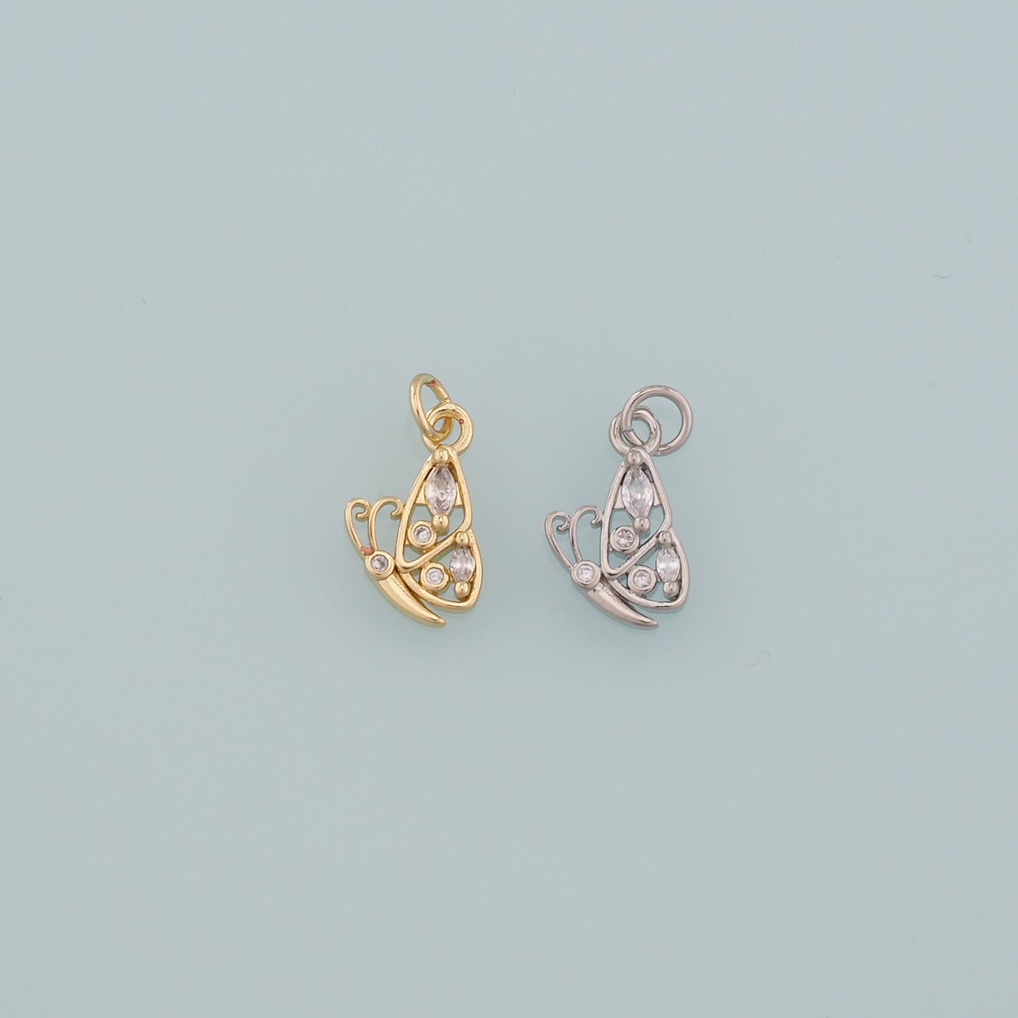 Gold Butterfly Charms,18K Gold Filled Butterfly Pendant,CZ Micro Pave Butterfly Charm Bracelet Necklace for DIY Jewelry Making Supply