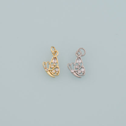 Gold Butterfly Charms,18K Gold Filled Butterfly Pendant,CZ Micro Pave Butterfly Charm Bracelet Necklace for DIY Jewelry Making Supply