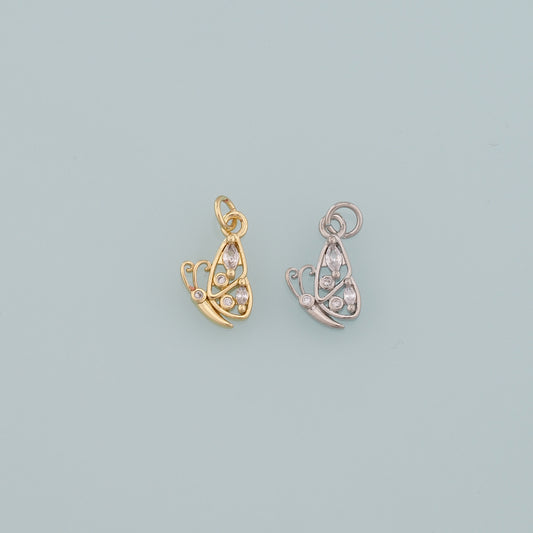 Gold Butterfly Charms,18K Gold Filled Butterfly Pendant,CZ Micro Pave Butterfly Charm Bracelet Necklace for DIY Jewelry Making Supply