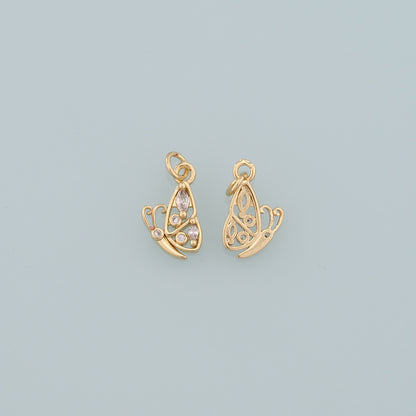 Gold Butterfly Charms,18K Gold Filled Butterfly Pendant,CZ Micro Pave Butterfly Charm Bracelet Necklace for DIY Jewelry Making Supply