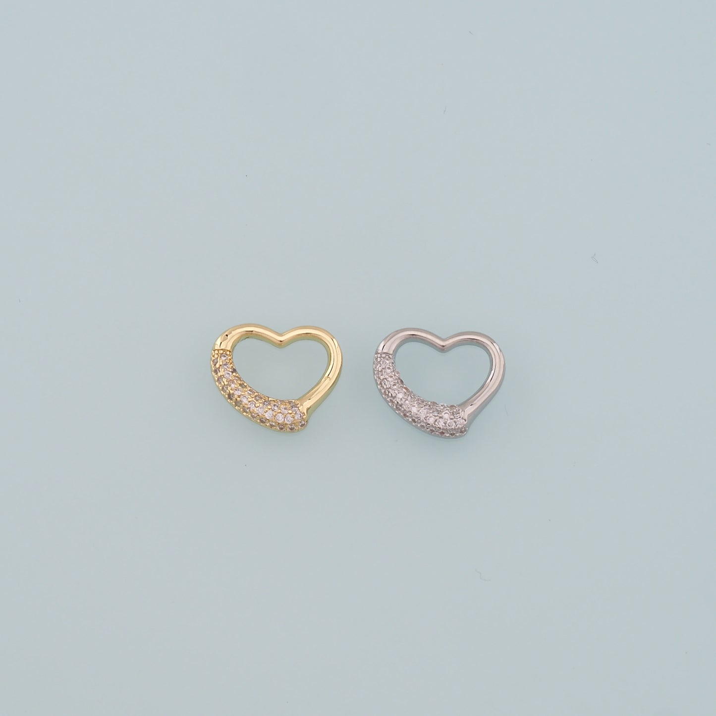 Gold Heart Charms,18K Gold Filled Heart Pendant,CZ Micro Pave Heart Charm Bracelet Necklace for DIY Jewelry Making Supply