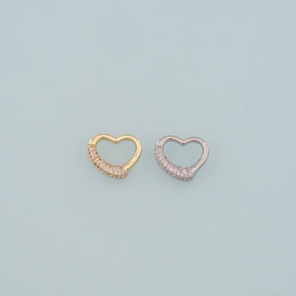 Gold Heart Charms,18K Gold Filled Heart Pendant,CZ Micro Pave Heart Charm Bracelet Necklace for DIY Jewelry Making Supply