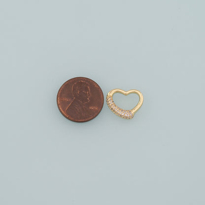 Gold Heart Charms,18K Gold Filled Heart Pendant,CZ Micro Pave Heart Charm Bracelet Necklace for DIY Jewelry Making Supply