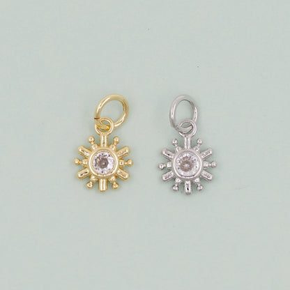 Gold Sun Charms,18K Gold Filled Round Coin Pendant,Celestial Charm Bracelet Necklace for DIY Jewelry Making Supply