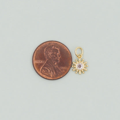 Gold Sun Charms,18K Gold Filled Round Coin Pendant,Celestial Charm Bracelet Necklace for DIY Jewelry Making Supply