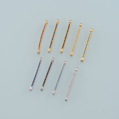 Gold Connector Charms,18K Gold Filled Strip Pendant,CZ Micro Pave Bar Charm Bracelet Necklace for DIY Jewelry Making Supply