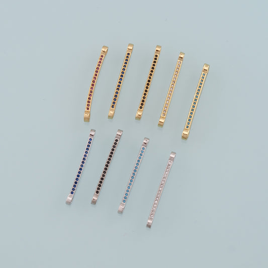 Gold Connector Charms,18K Gold Filled Strip Pendant,CZ Micro Pave Bar Charm Bracelet Necklace for DIY Jewelry Making Supply