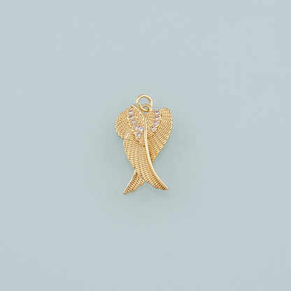 Gold Wing Charms,18K Gold Filled Wings Pendant,CZ Micro Pave Angel Wings Charm Bracelet Necklace for DIY Jewelry Making Supply