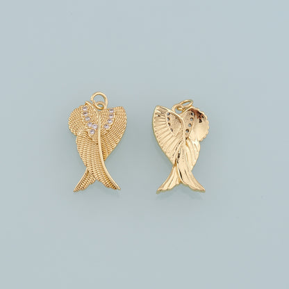 Gold Wing Charms,18K Gold Filled Wings Pendant,CZ Micro Pave Angel Wings Charm Bracelet Necklace for DIY Jewelry Making Supply