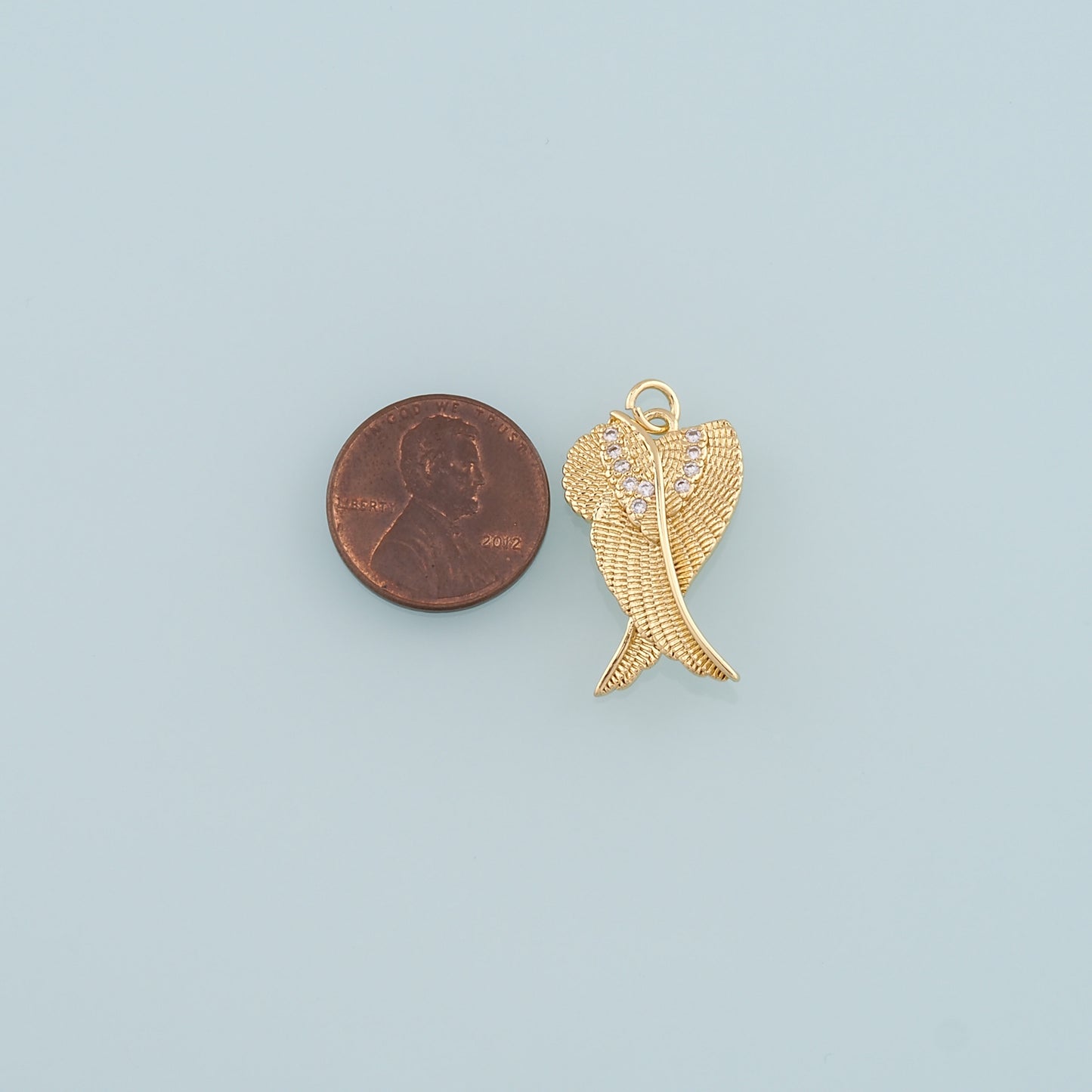 Gold Wing Charms,18K Gold Filled Wings Pendant,CZ Micro Pave Angel Wings Charm Bracelet Necklace for DIY Jewelry Making Supply