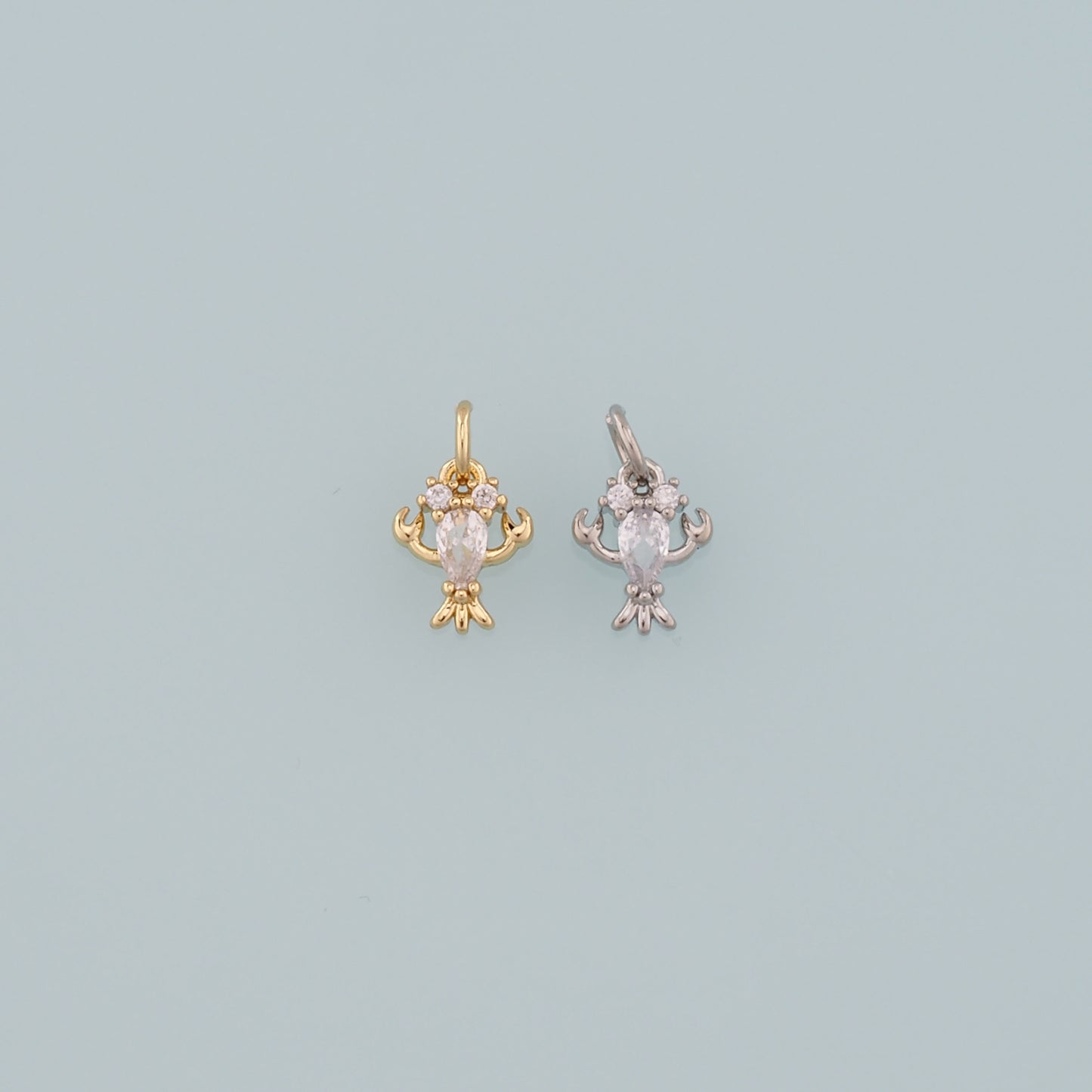 Gold Lobster Charms,18K Gold Filled Lobster Pendant,CZ Micro Pave Ocean Charm Bracelet Necklace for DIY Jewelry Making Supply