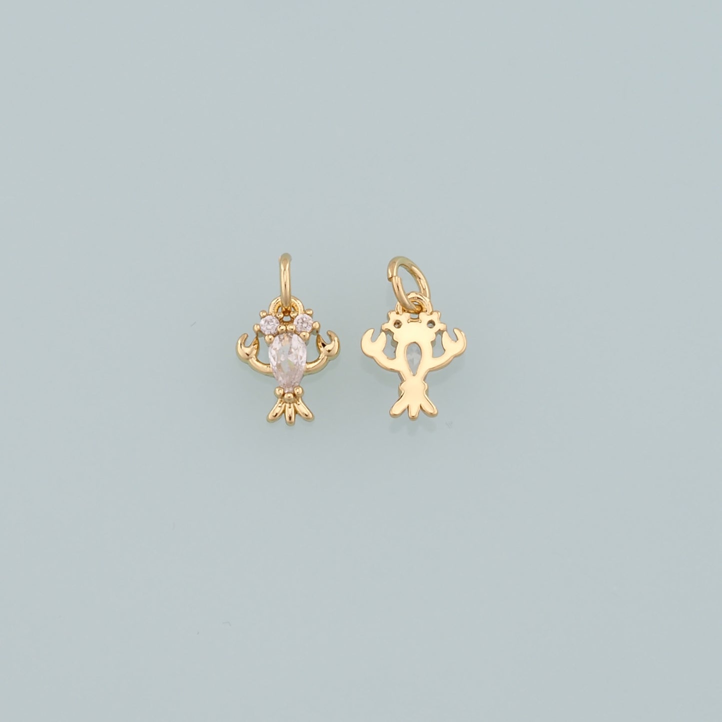 Gold Lobster Charms,18K Gold Filled Lobster Pendant,CZ Micro Pave Ocean Charm Bracelet Necklace for DIY Jewelry Making Supply