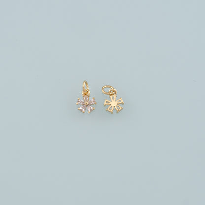 Gold Flower Charms,18K Gold Filled Flower Pendant,CZ Micro Pave Flower Charm Bracelet Necklace for DIY Jewelry Making Supply
