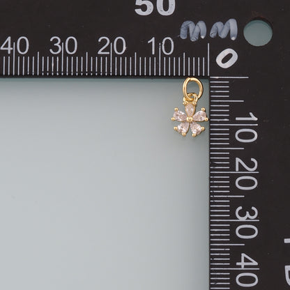 Gold Flower Charms,18K Gold Filled Flower Pendant,CZ Micro Pave Flower Charm Bracelet Necklace for DIY Jewelry Making Supply