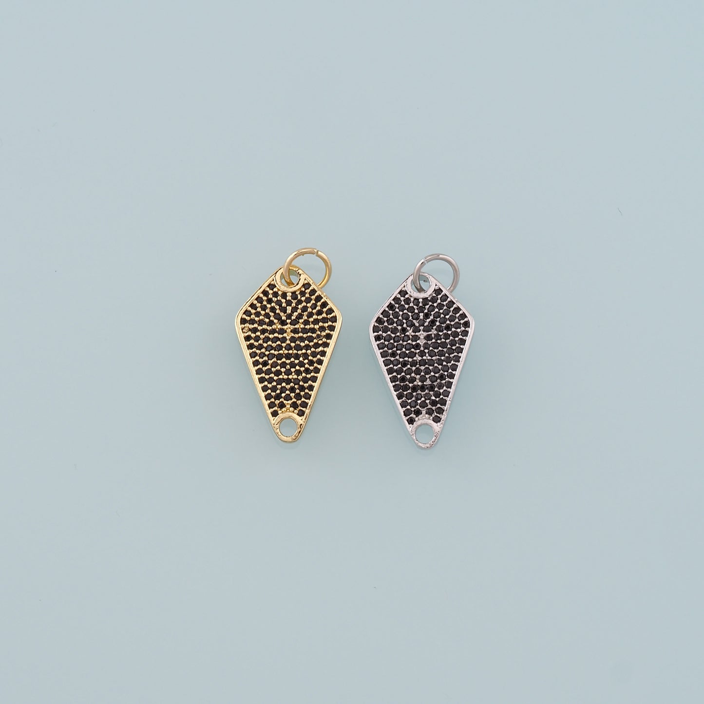 18K Gold Filled Rhombus Pendant, CZ Micro Pave Rhombus Charm Bracelet Necklace for DIY Jewelry Making Supply