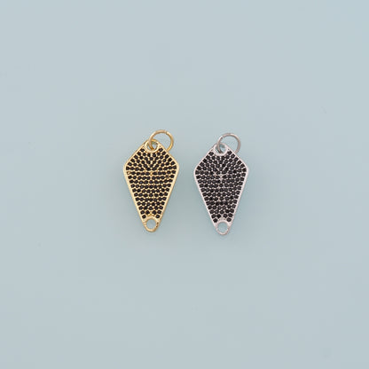 18K Gold Filled Rhombus Pendant, CZ Micro Pave Rhombus Charm Bracelet Necklace for DIY Jewelry Making Supply