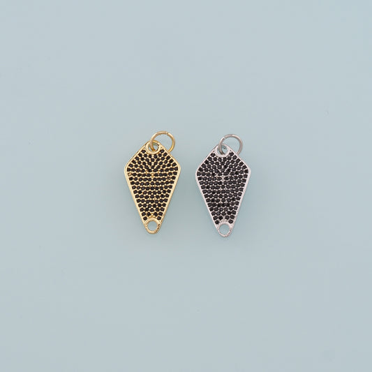 18K Gold Filled Rhombus Pendant, CZ Micro Pave Rhombus Charm Bracelet Necklace for DIY Jewelry Making Supply