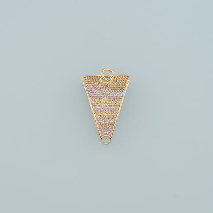 18K Gold Filled Triangle Pendant, CZ Micro Pave Triangle Charm Bracelet Necklace for DIY Jewelry Making Supply