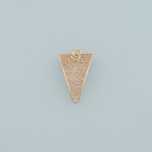18K Gold Filled Triangle Pendant, CZ Micro Pave Triangle Charm Bracelet Necklace for DIY Jewelry Making Supply