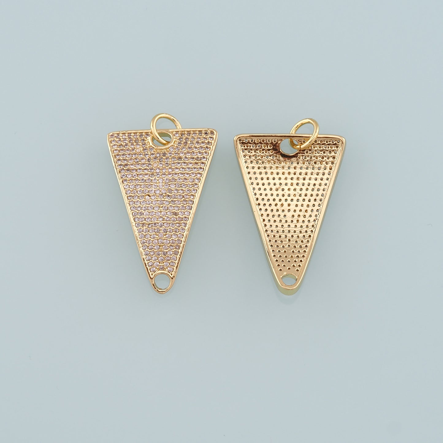 18K Gold Filled Triangle Pendant, CZ Micro Pave Triangle Charm Bracelet Necklace for DIY Jewelry Making Supply