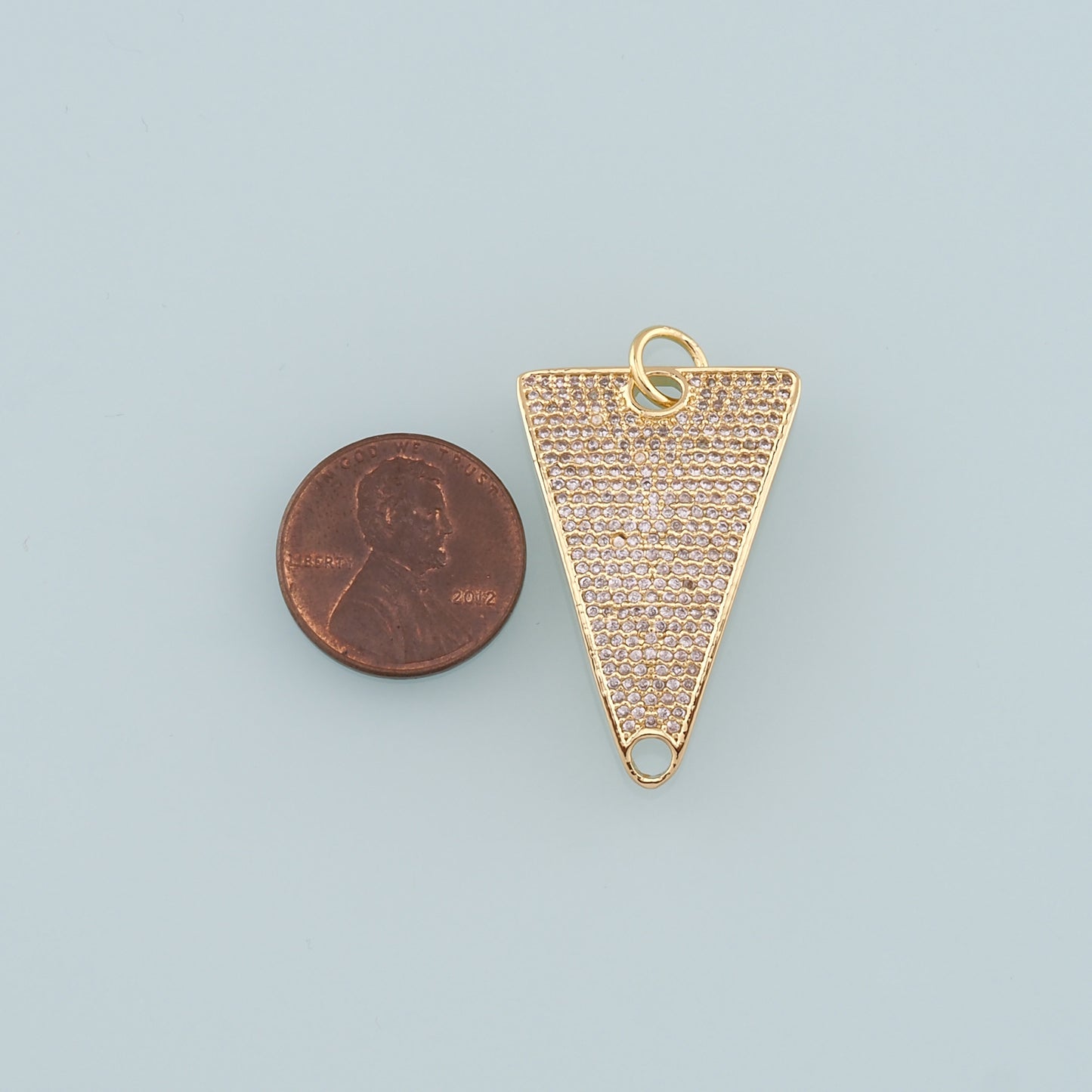 18K Gold Filled Triangle Pendant, CZ Micro Pave Triangle Charm Bracelet Necklace for DIY Jewelry Making Supply