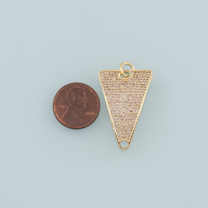 18K Gold Filled Triangle Pendant, CZ Micro Pave Triangle Charm Bracelet Necklace for DIY Jewelry Making Supply