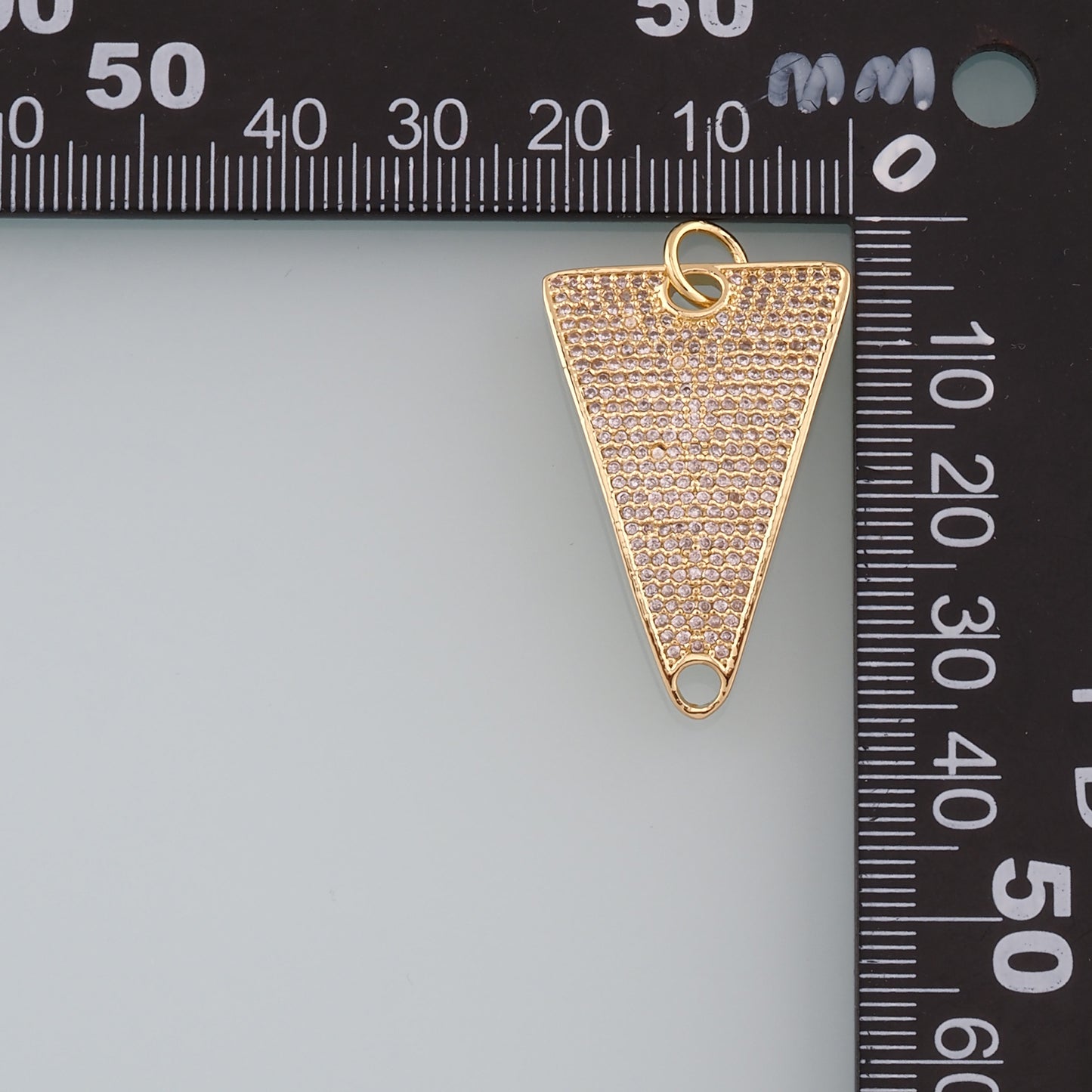 18K Gold Filled Triangle Pendant, CZ Micro Pave Triangle Charm Bracelet Necklace for DIY Jewelry Making Supply