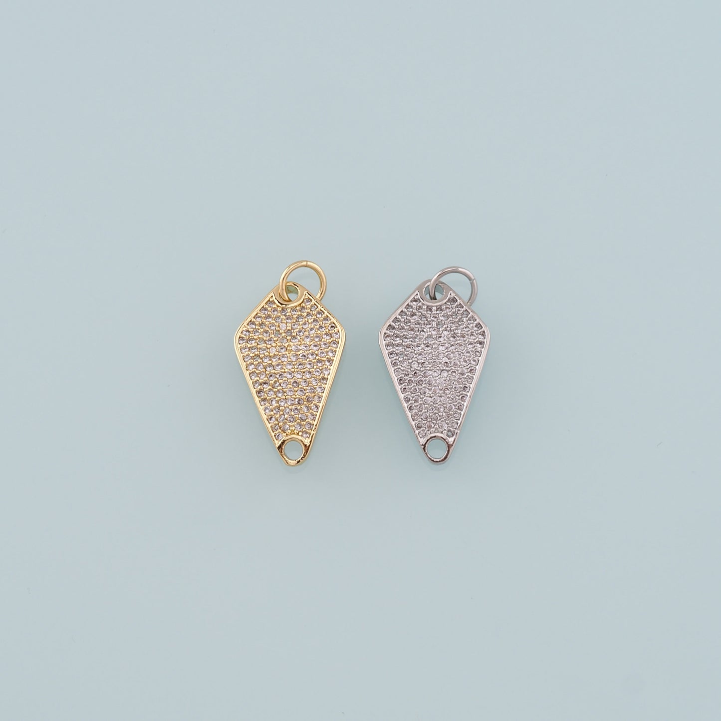 18K Gold Filled Rhombus Pendant, CZ Micro Pave Rhombus Charm Bracelet Necklace for DIY Jewelry Making Supply
