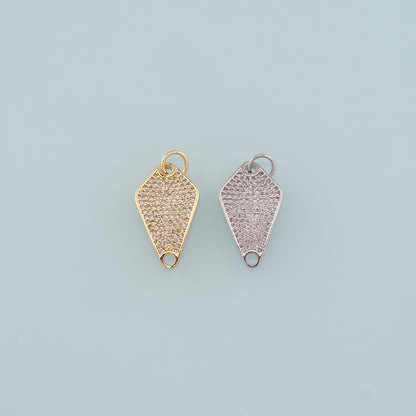 18K Gold Filled Rhombus Pendant, CZ Micro Pave Rhombus Charm Bracelet Necklace for DIY Jewelry Making Supply