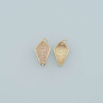 18K Gold Filled Rhombus Pendant, CZ Micro Pave Rhombus Charm Bracelet Necklace for DIY Jewelry Making Supply