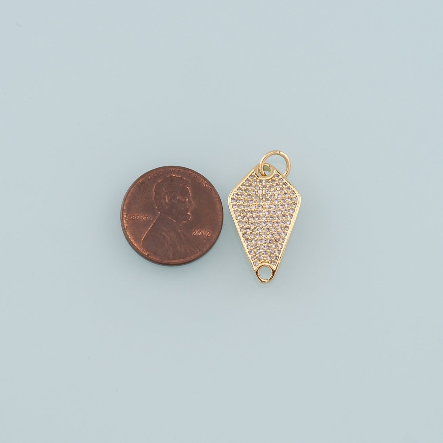 18K Gold Filled Rhombus Pendant, CZ Micro Pave Rhombus Charm Bracelet Necklace for DIY Jewelry Making Supply
