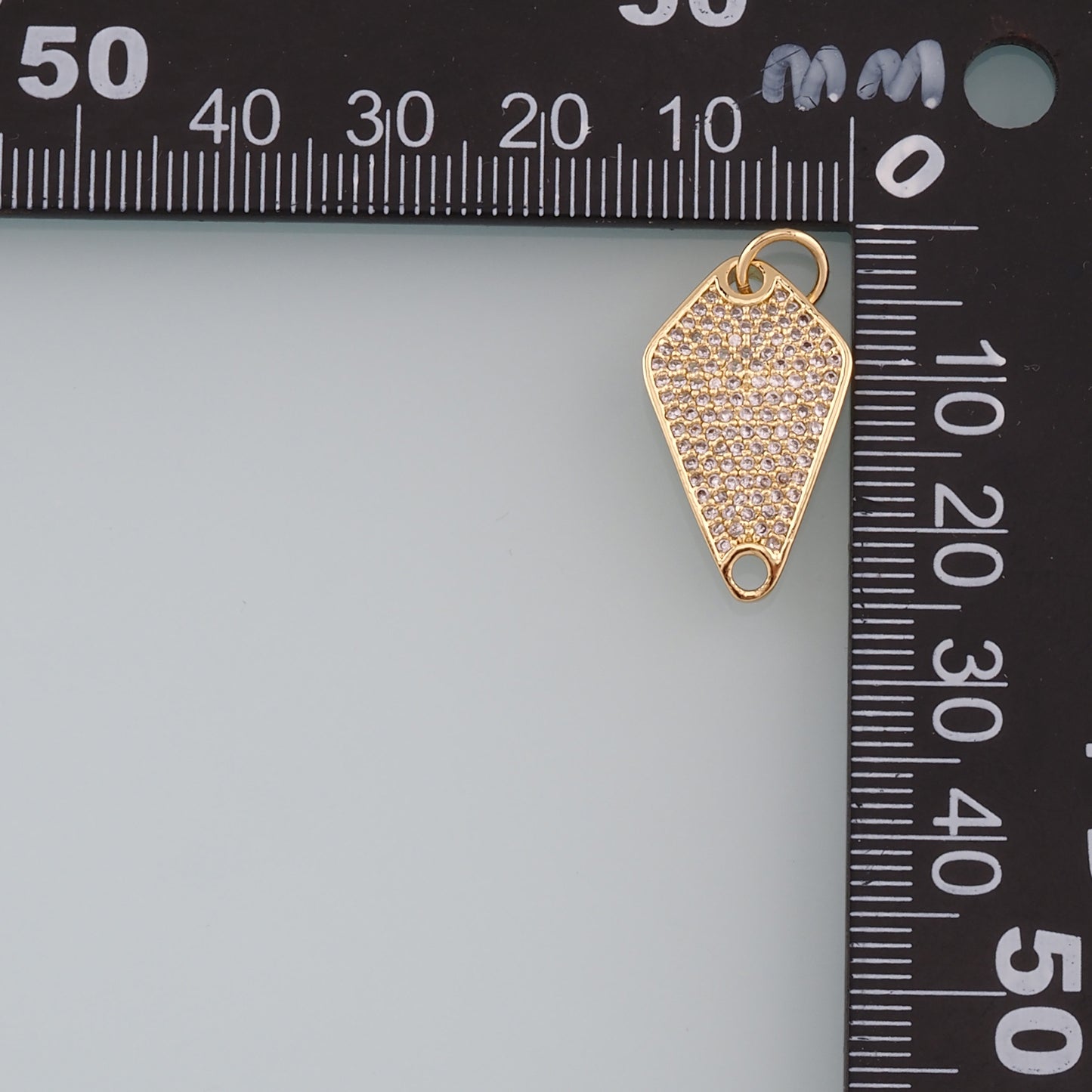 18K Gold Filled Rhombus Pendant, CZ Micro Pave Rhombus Charm Bracelet Necklace for DIY Jewelry Making Supply