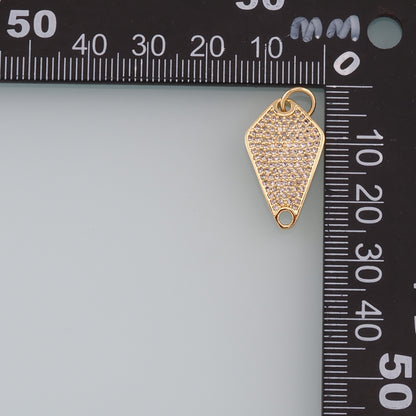 18K Gold Filled Rhombus Pendant, CZ Micro Pave Rhombus Charm Bracelet Necklace for DIY Jewelry Making Supply