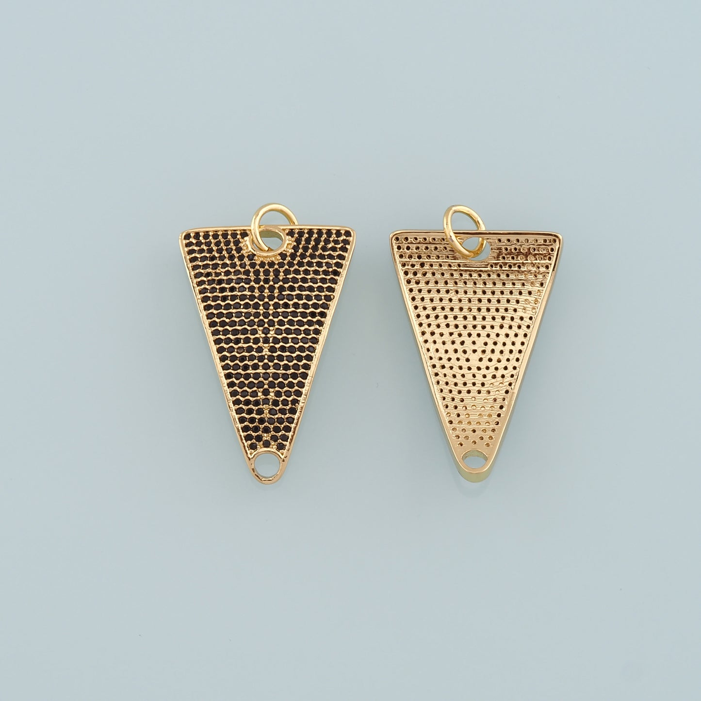 18K Gold Filled Triangle Pendant, CZ Micro Pave Triangle Charm Bracelet Necklace for DIY Jewelry Making Supply