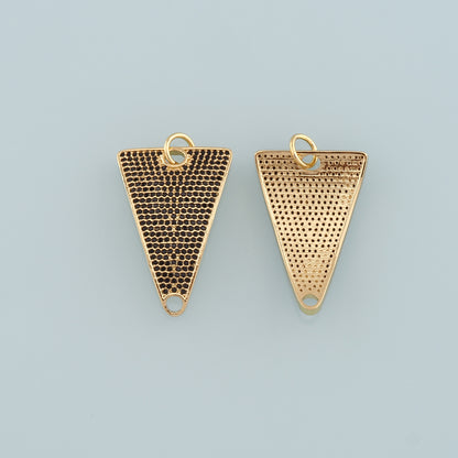 18K Gold Filled Triangle Pendant, CZ Micro Pave Triangle Charm Bracelet Necklace for DIY Jewelry Making Supply