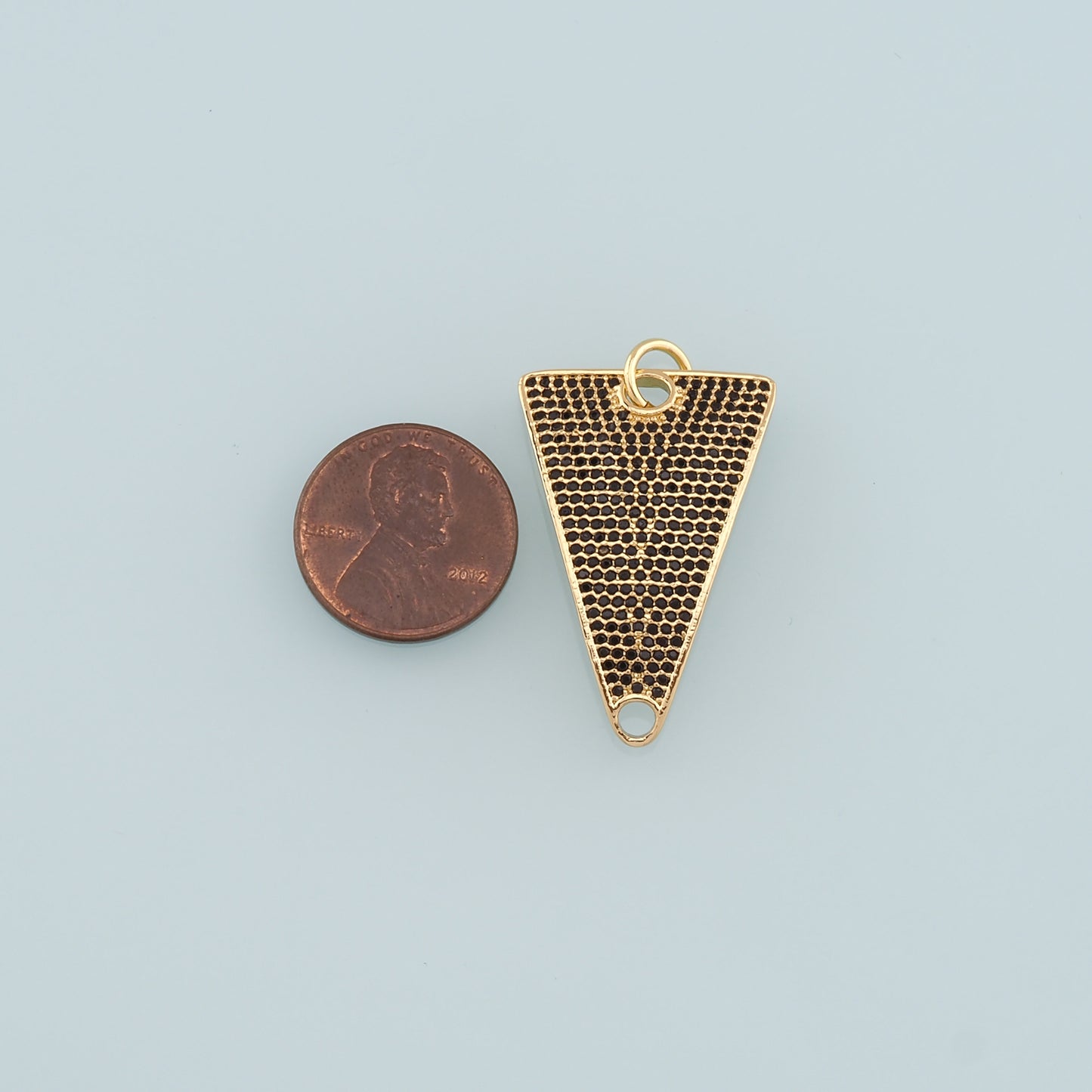 18K Gold Filled Triangle Pendant, CZ Micro Pave Triangle Charm Bracelet Necklace for DIY Jewelry Making Supply